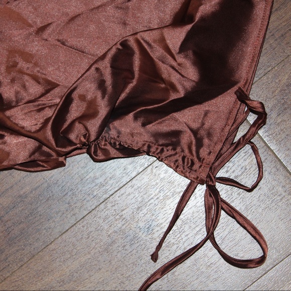 satin drawstring crisscross back dress - Picture 7 of 8